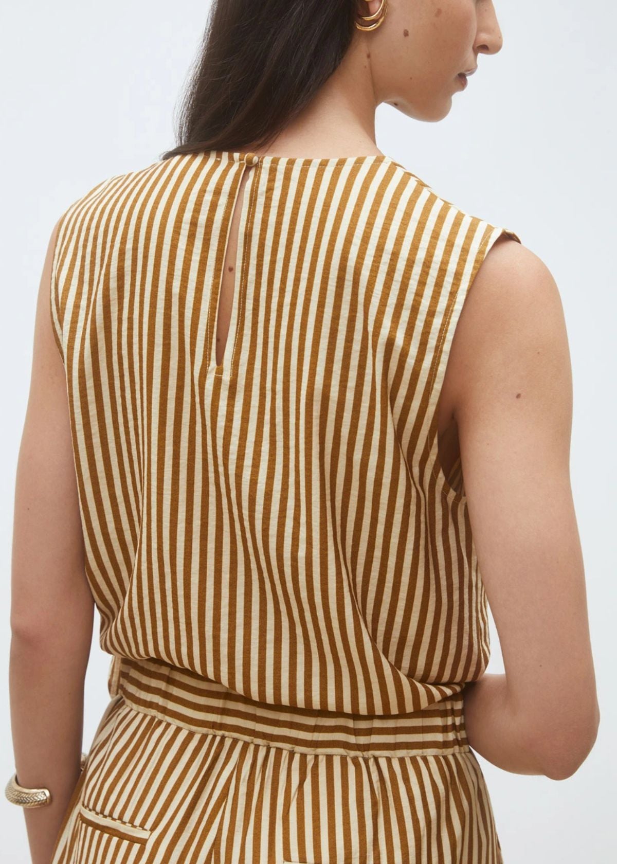 SUNCOO Listo Sleeveless striped blouse - Camel