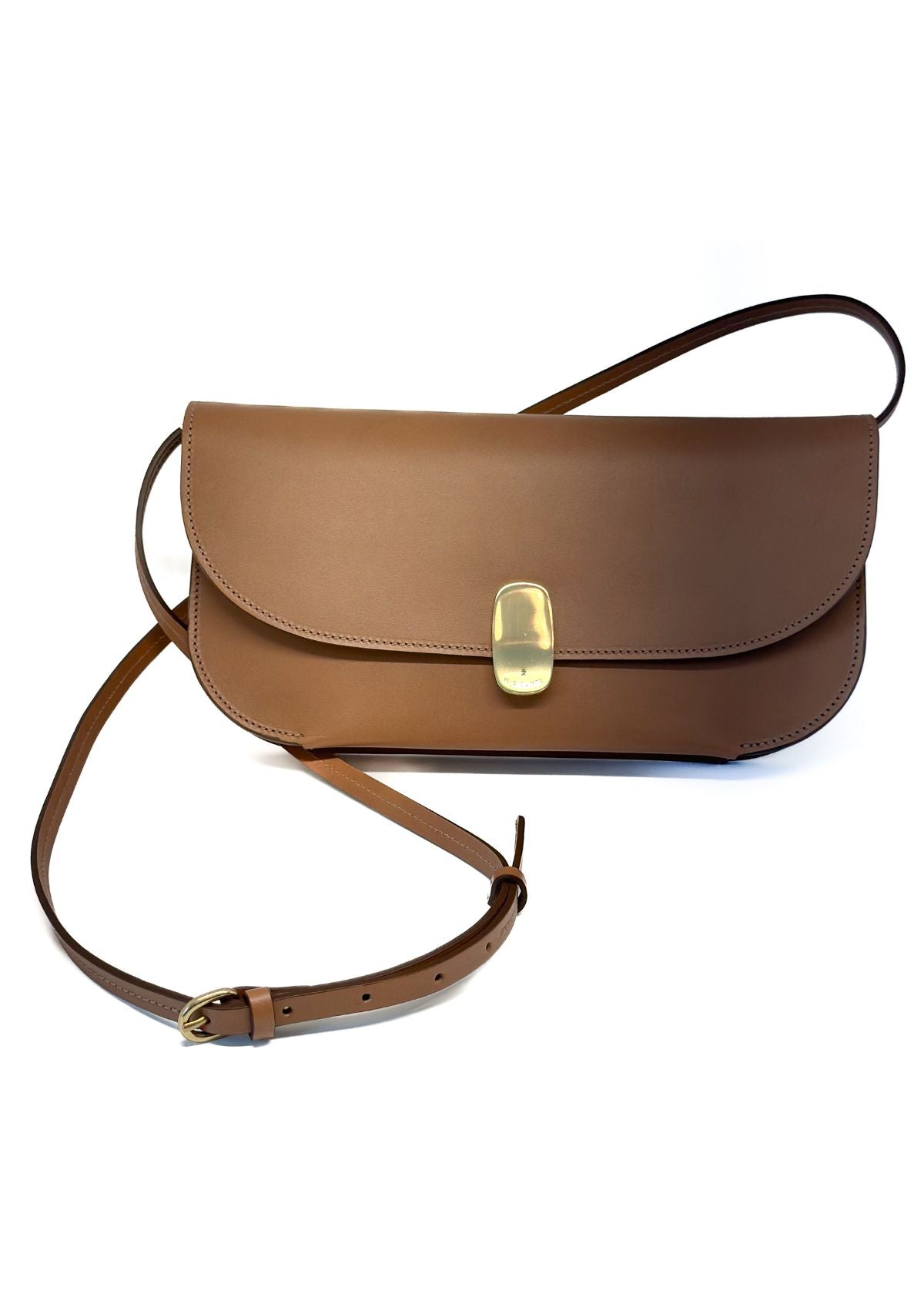 IL BISONTE Leather Clutch Crossbody Bag - Chocolate