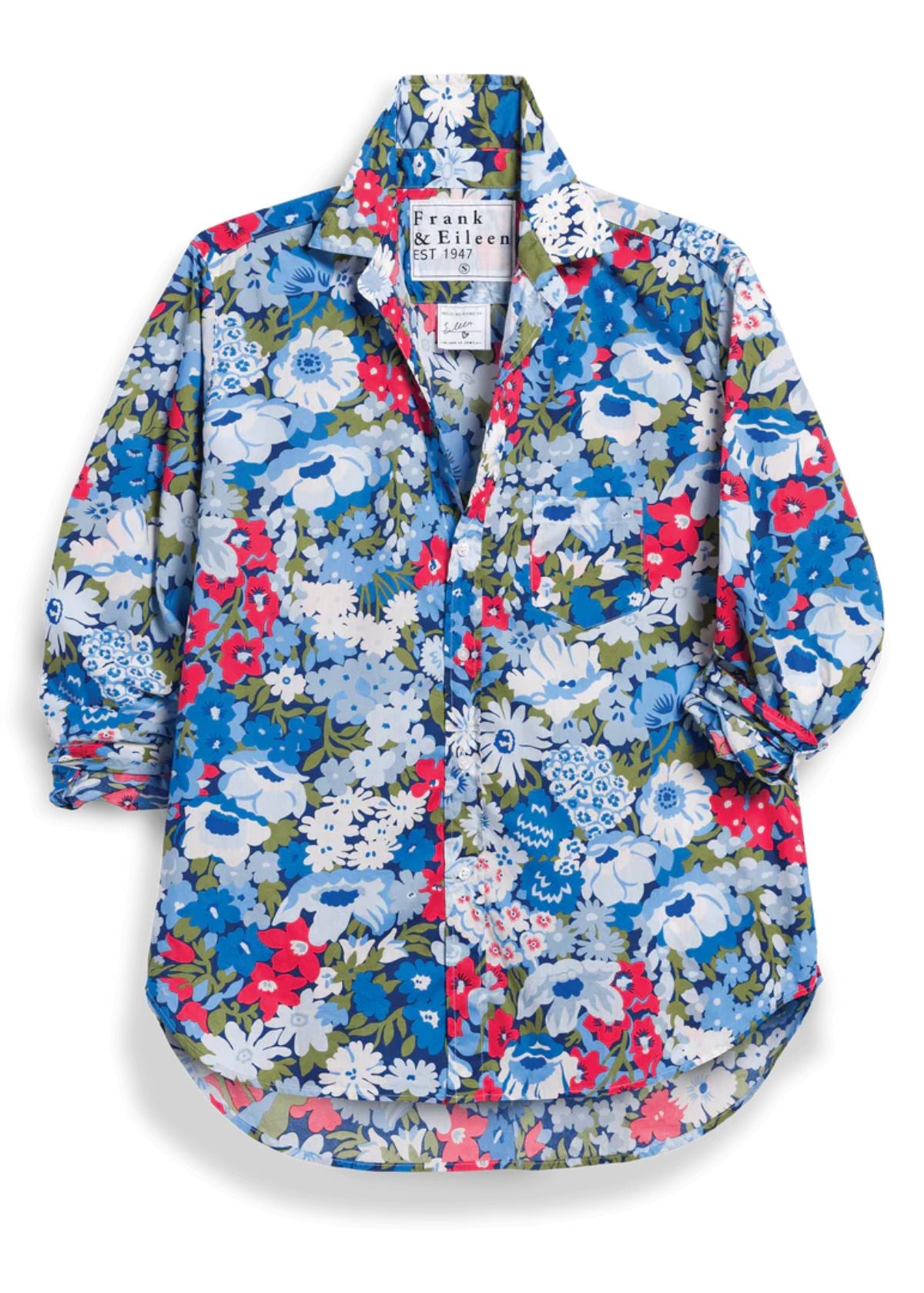 FRANK & EILEEN Eileen Relaxed Button-Up Shirt -Blue Floral