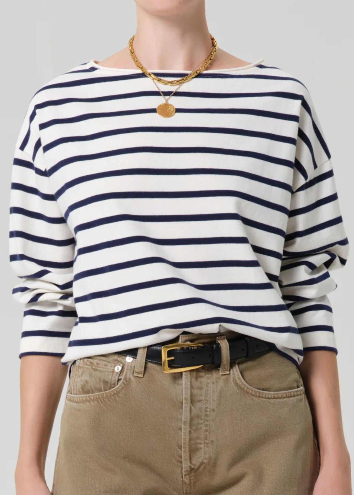 Citizens of Humanity Boat Neck Long Sleeve Tee - Marine Stripe