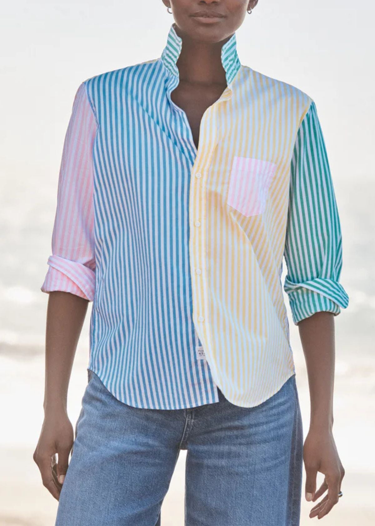 FRANK & EILEEN Eileen Relaxed Button-Up Shirt - Colorblock Stripe