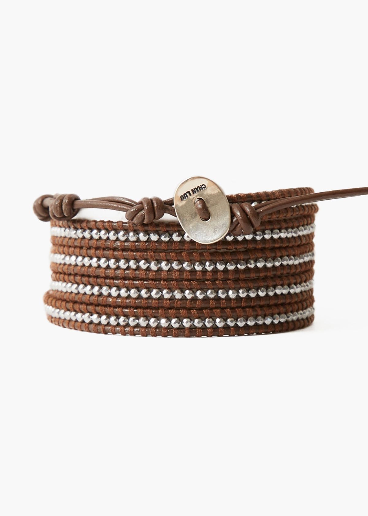 CHAN LUU Silver Hematine Wrap Bracelet - Brown