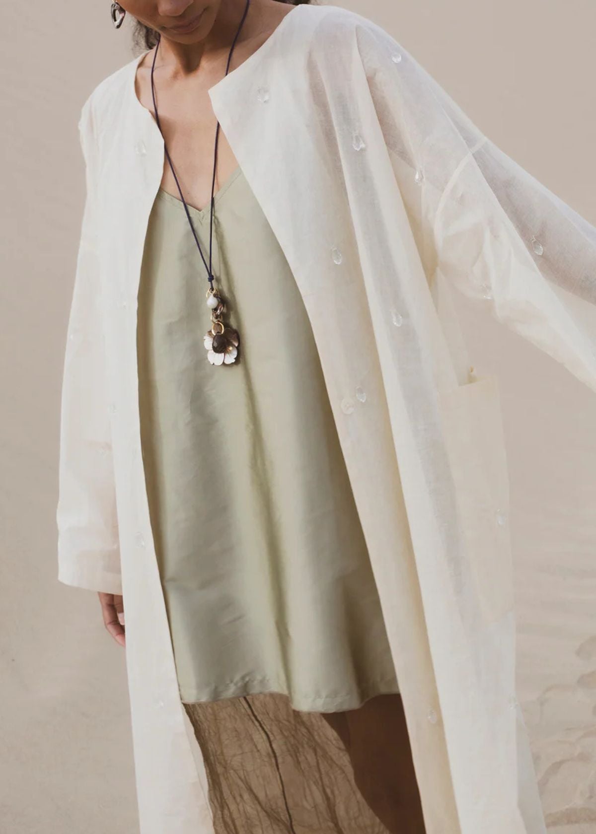 CHAN LUU Chandelier Paper Trench - Eggshell