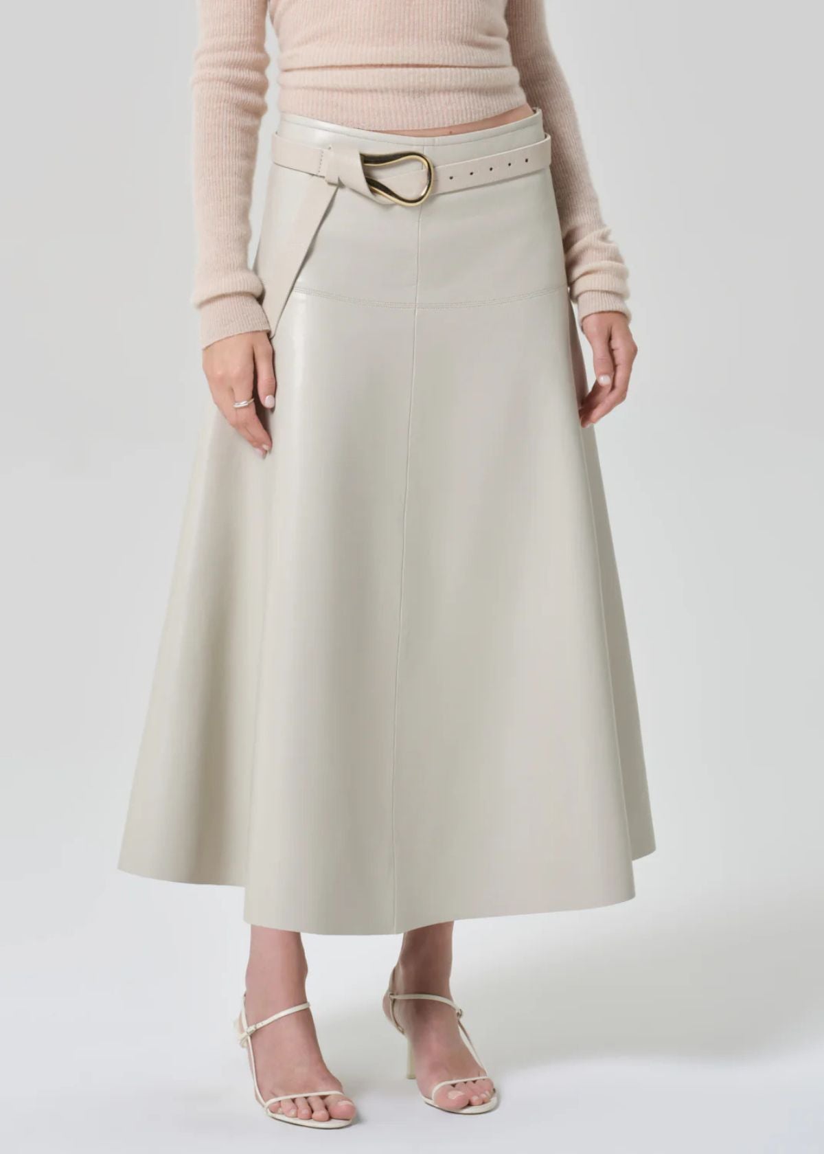 CITIZENS OF HUMANITY Vita Leather Maxi Skirt - Chalk Grey