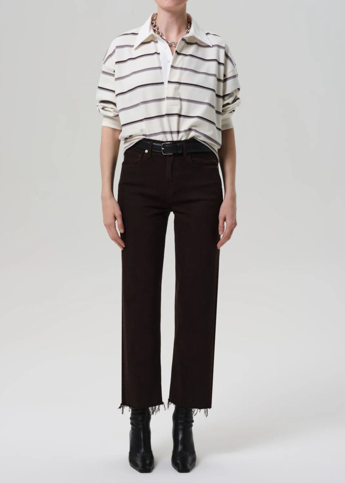 CITIZENS OF HUMANITY Palma Straight Leg Raw Hem Jean - Carob