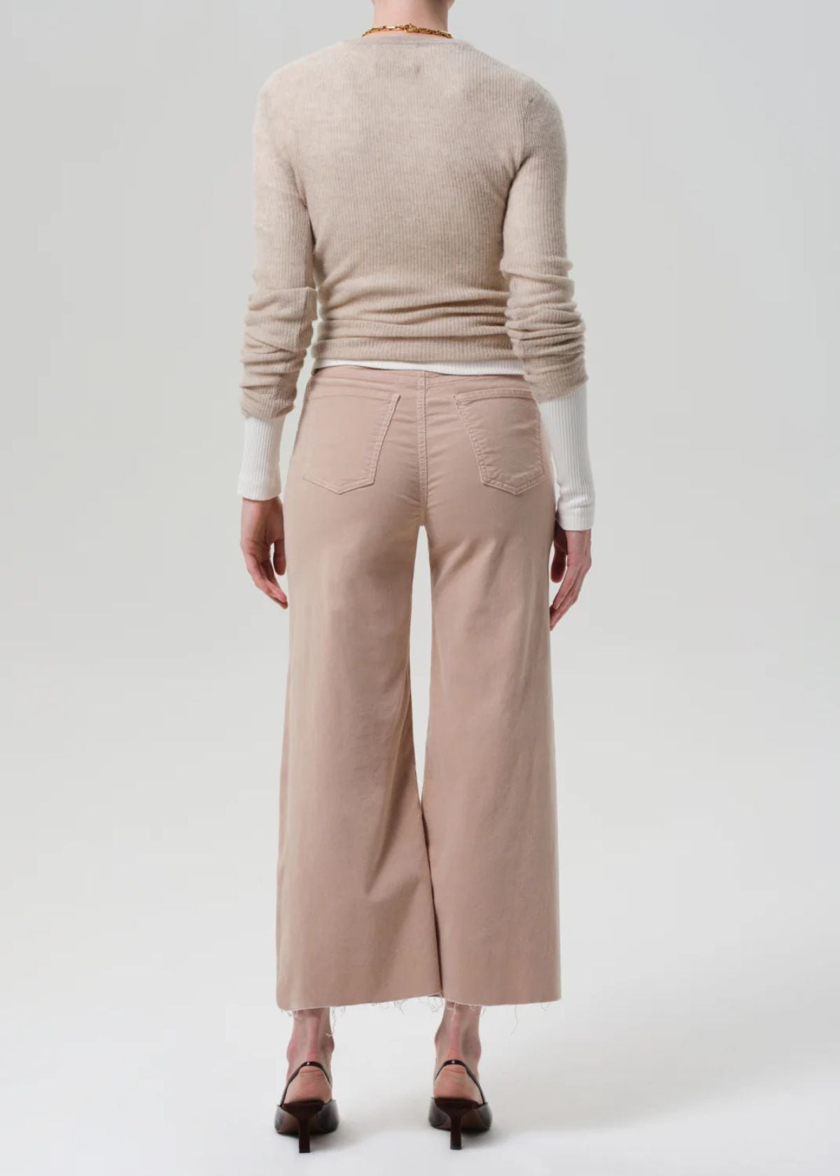CITIZENS OF HUMANITY Lyra Wide Leg Crop Corduroy Jean - Pale Stone