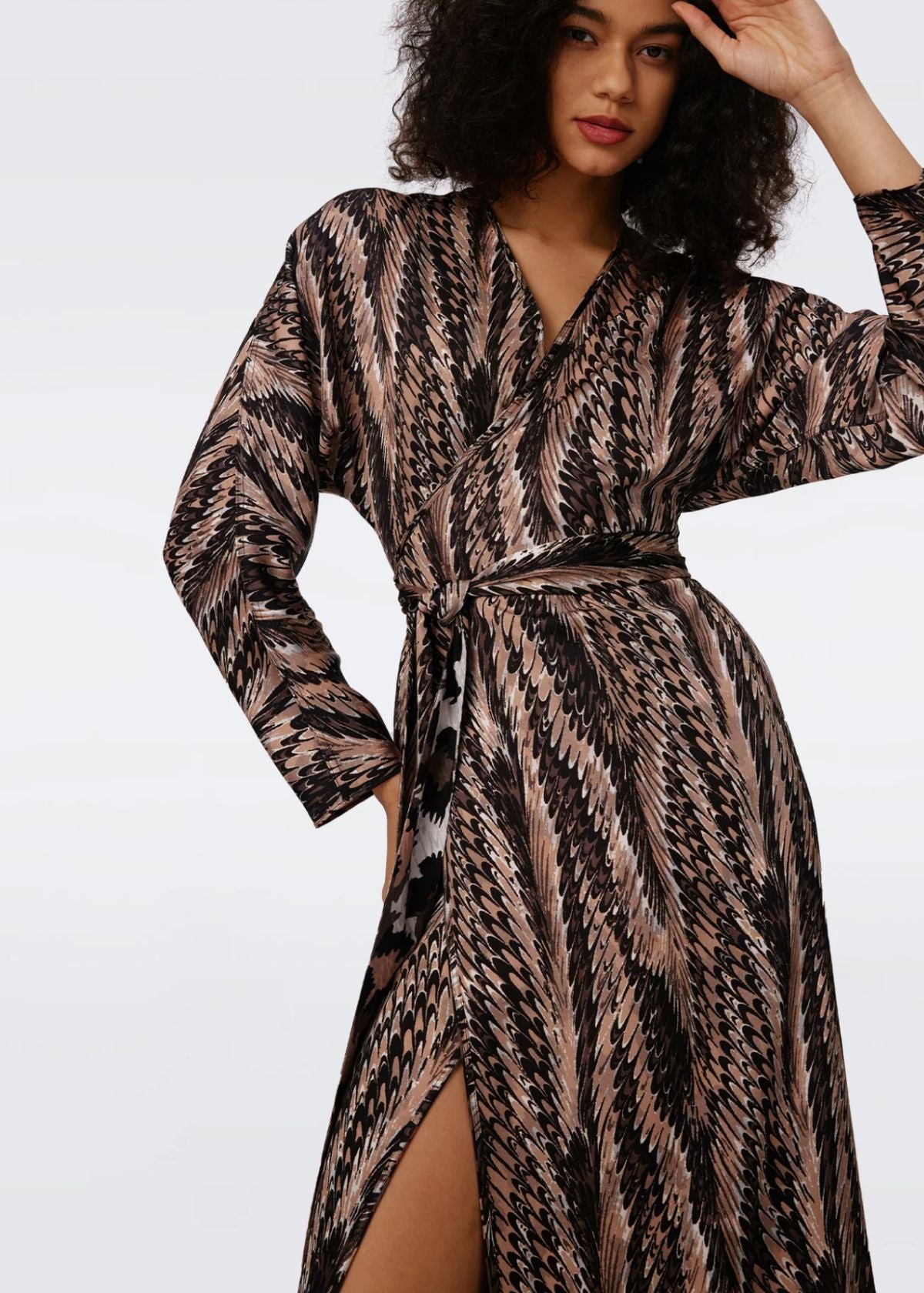 DVF Babette Reversible Wrap Dress - Feather Boa and Jungle Cat