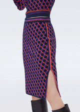 DVF Hazel Jacquard Skirt - Wave Geo Orange