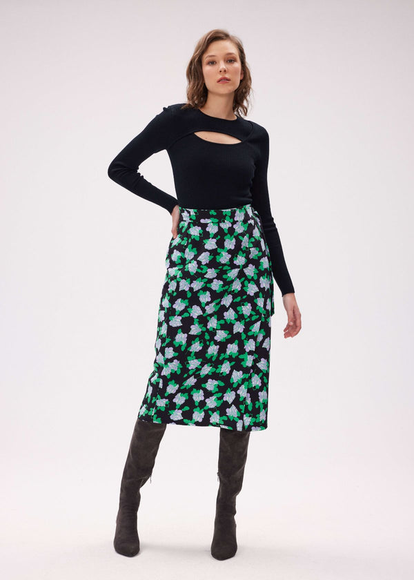 DVF Elma Wrap Skirt - Dot Blossom Bright Green