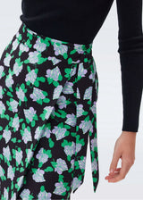DVF Elma Wrap Skirt - Dot Blossom Bright Green