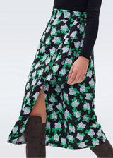 DVF Elma Wrap Skirt - Dot Blossom Bright Green
