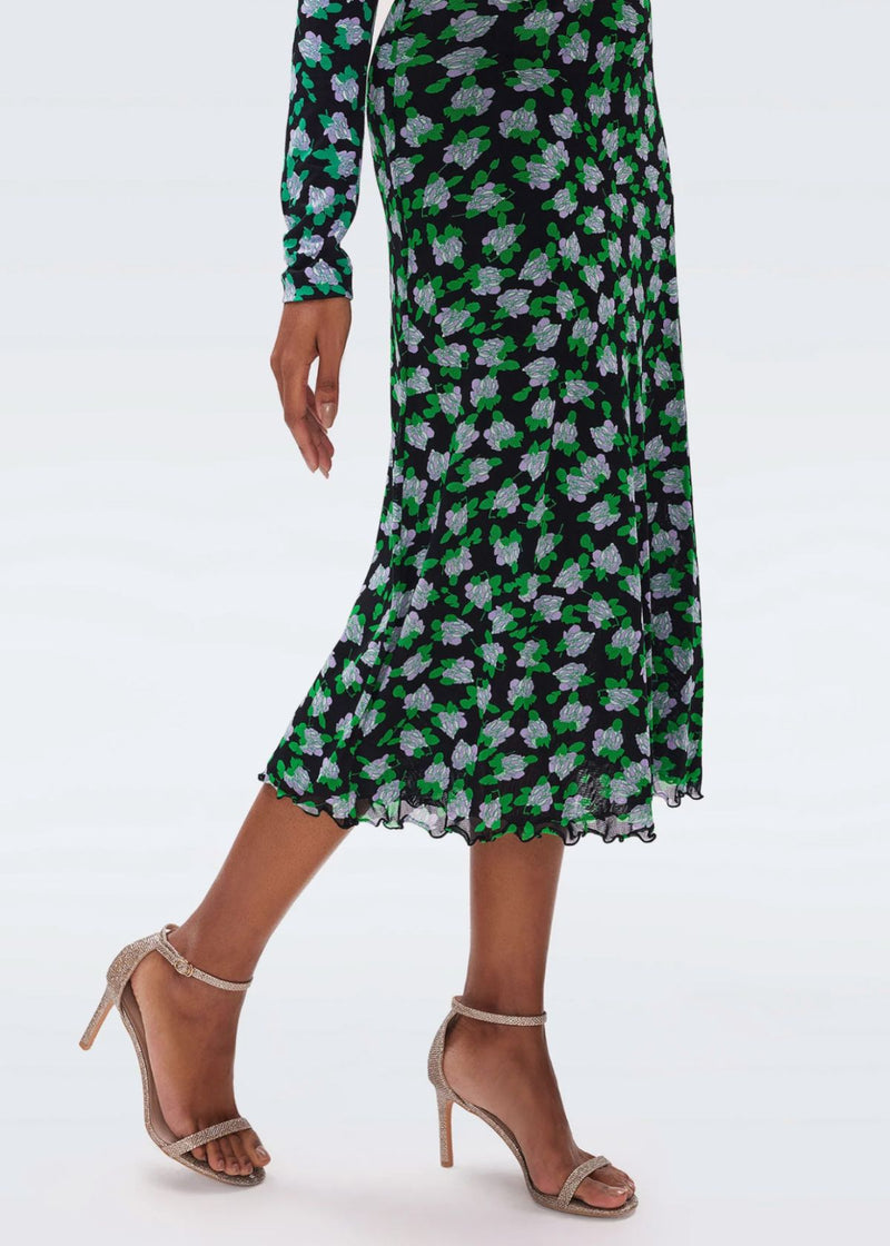 DVF Leia Midi Dress - Dot Blossom Bright Green