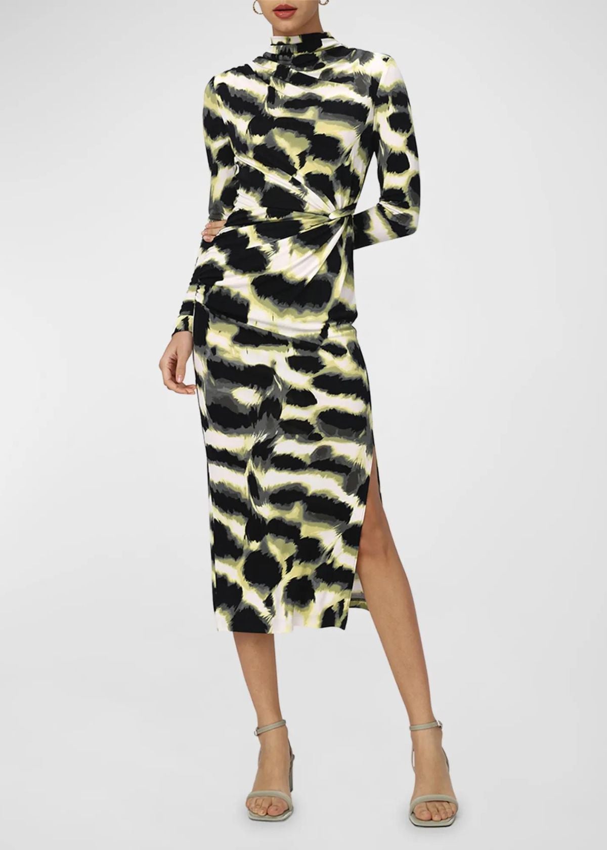 DVF Sonja Abstract Print Dress - Wild Thing Shadow Green