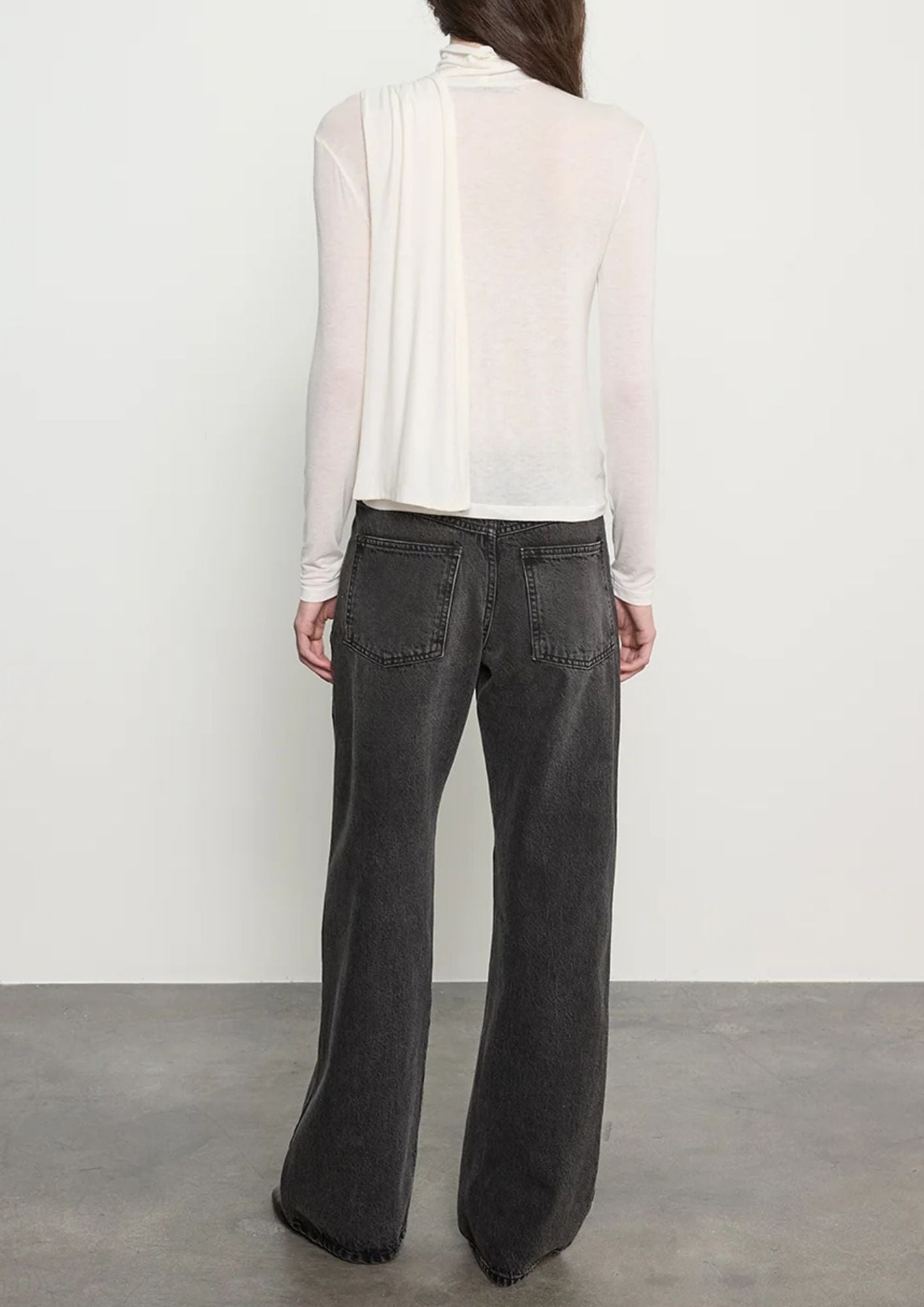 ENZA COSTA Sheer Cashmere Jersey Bandana Turtleneck - Off White