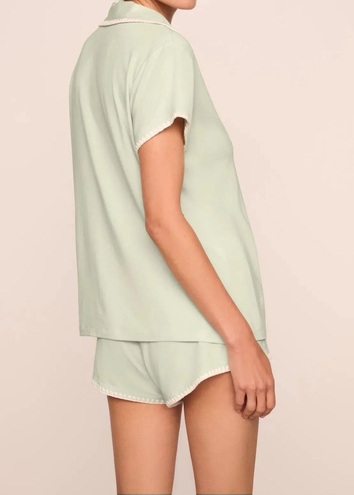 EBERJEY Frida Shortie Pajama Set - Mint Cream/Ivory