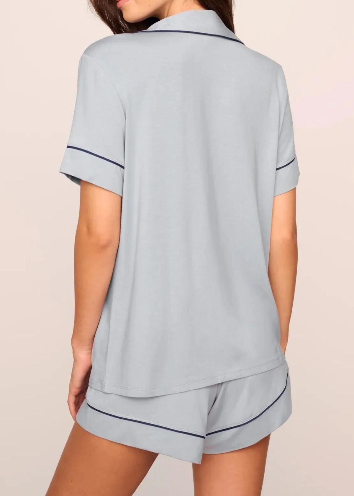 EBERJEY Gisele Relaxed Short Pajama Set - Gray Dawn/Navy