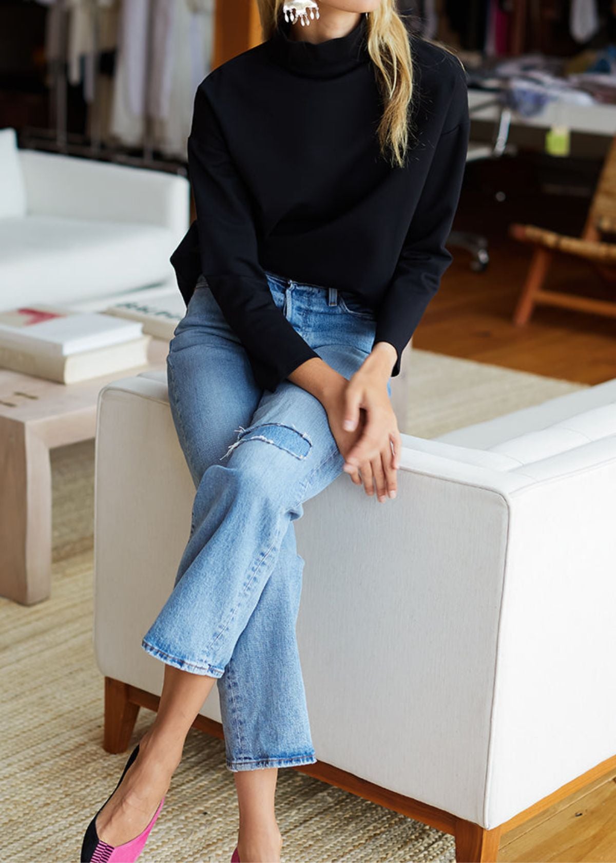 EMERSON FRY Edie Top - Black Ponte