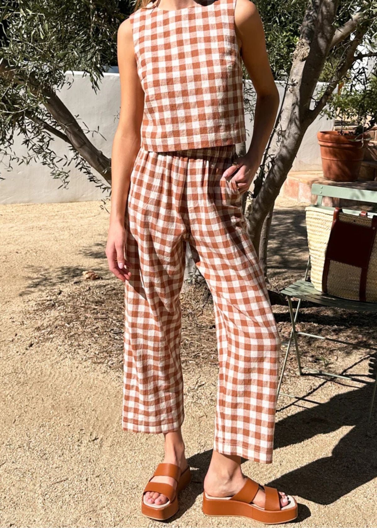 EMERSON FRY Studio Boxy Pant - Handloom Gingham Rust