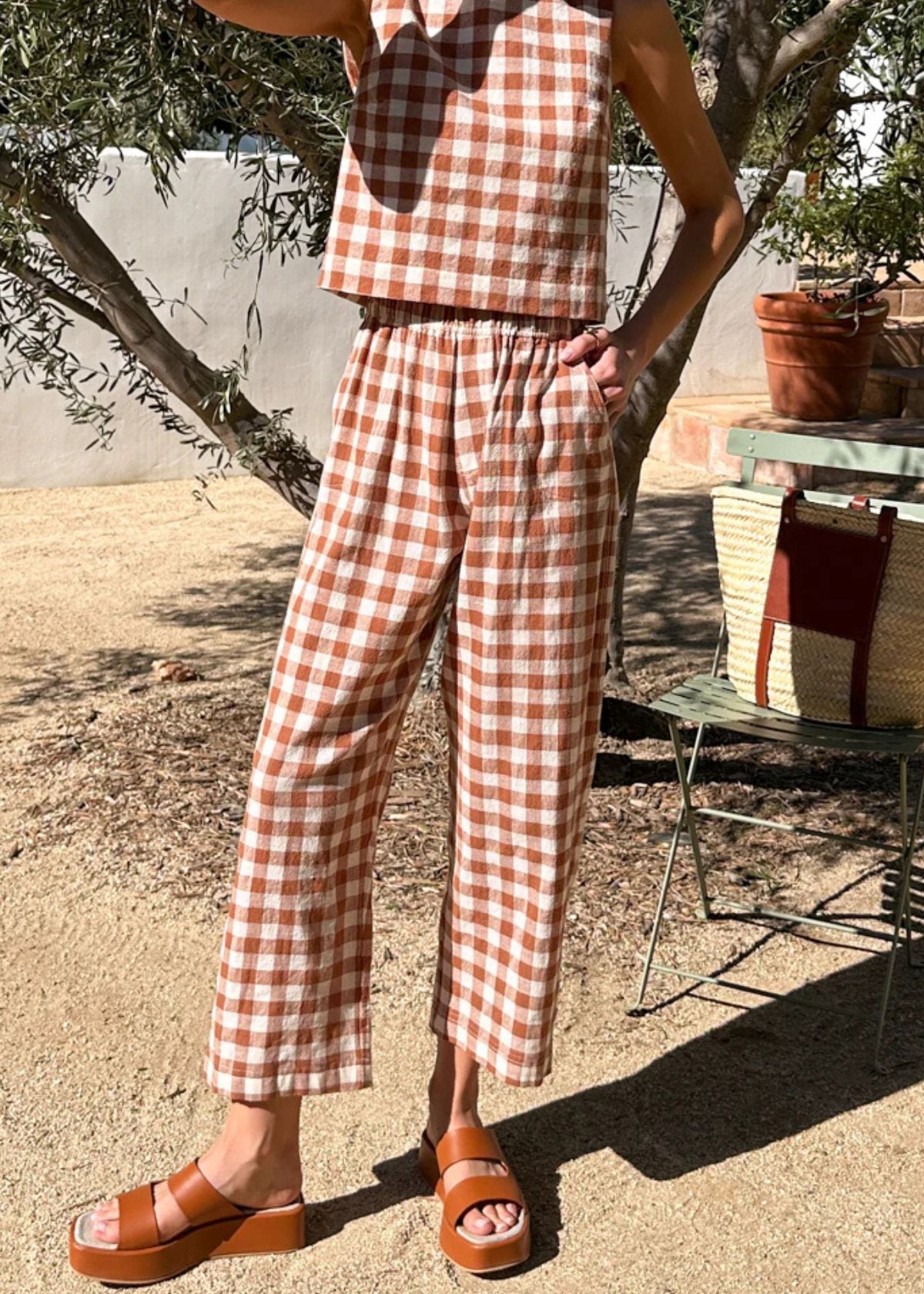 EMERSON FRY Studio Boxy Pant - Handloom Gingham Rust