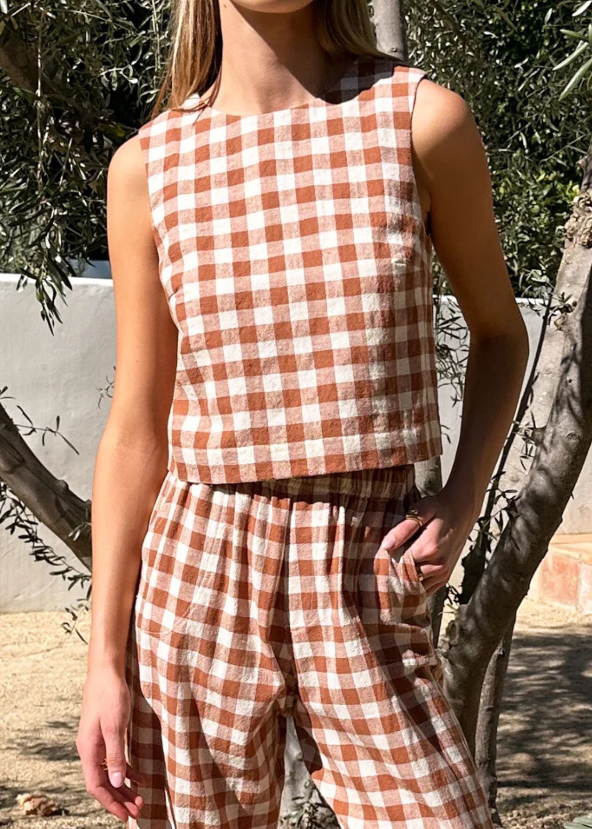 EMERSON FRY Studio Boxy Top - Handloom Gingham Rust