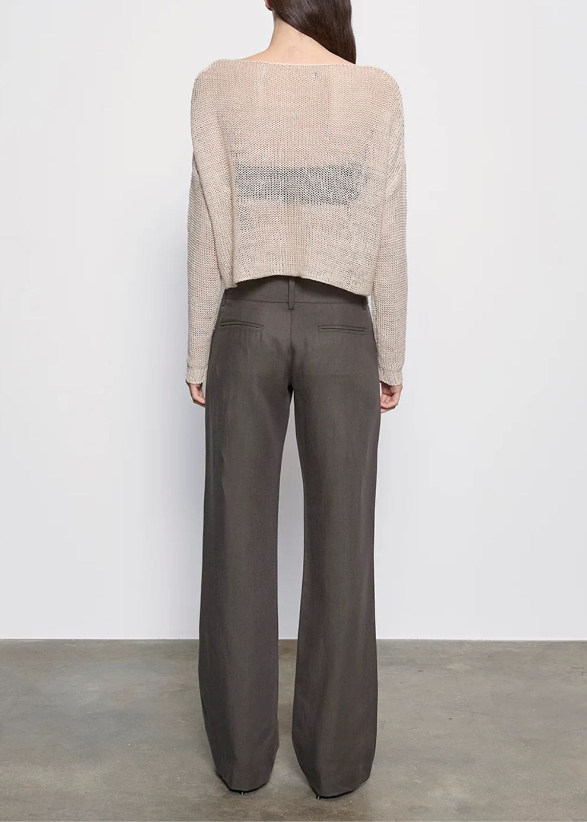 ENZA COSTA Linen Open Knit Bateau Sweater - Pearl Grey