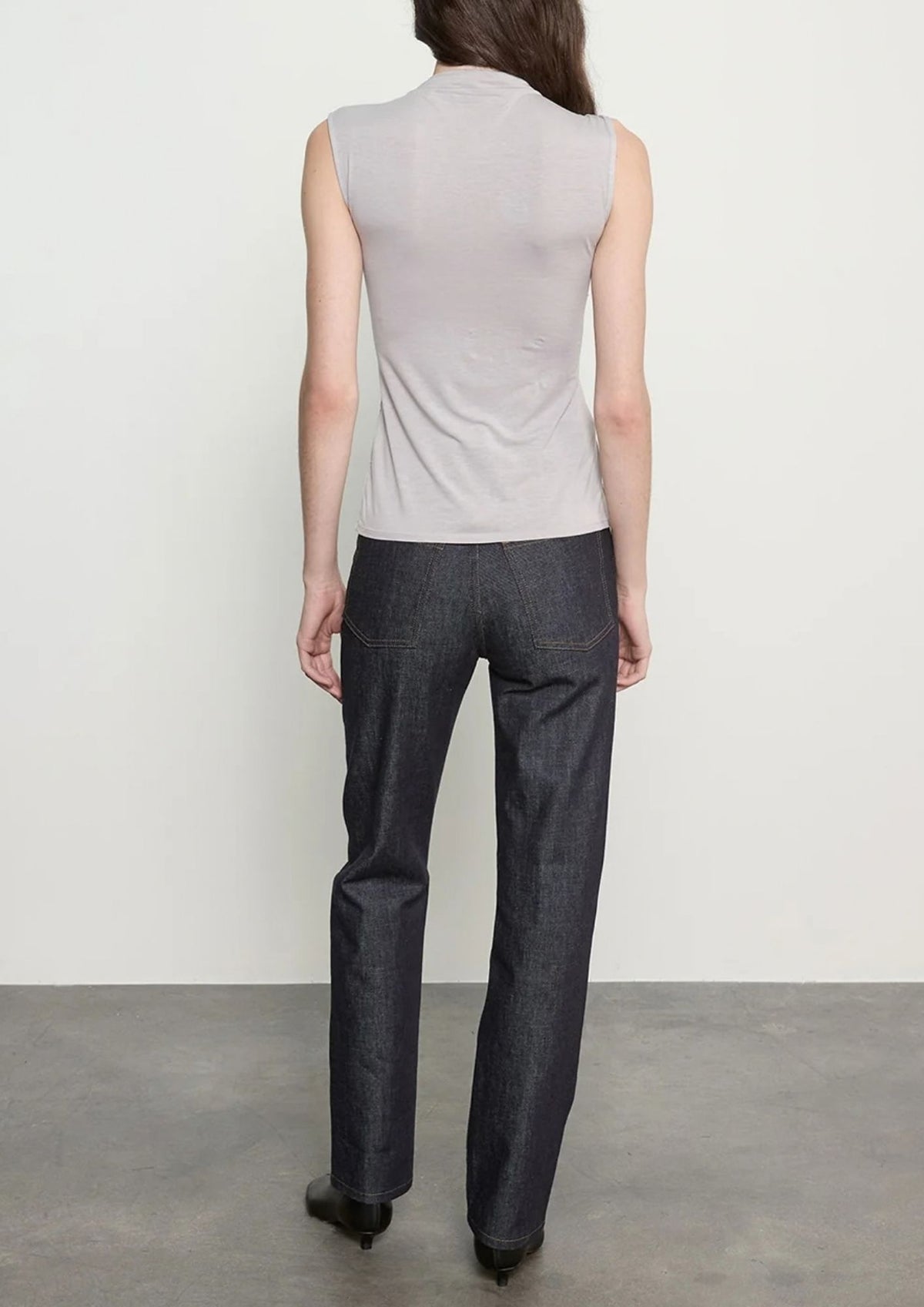 ENZA COSTA Fluid Jersey Sleeveless Twist Top - Light Grey