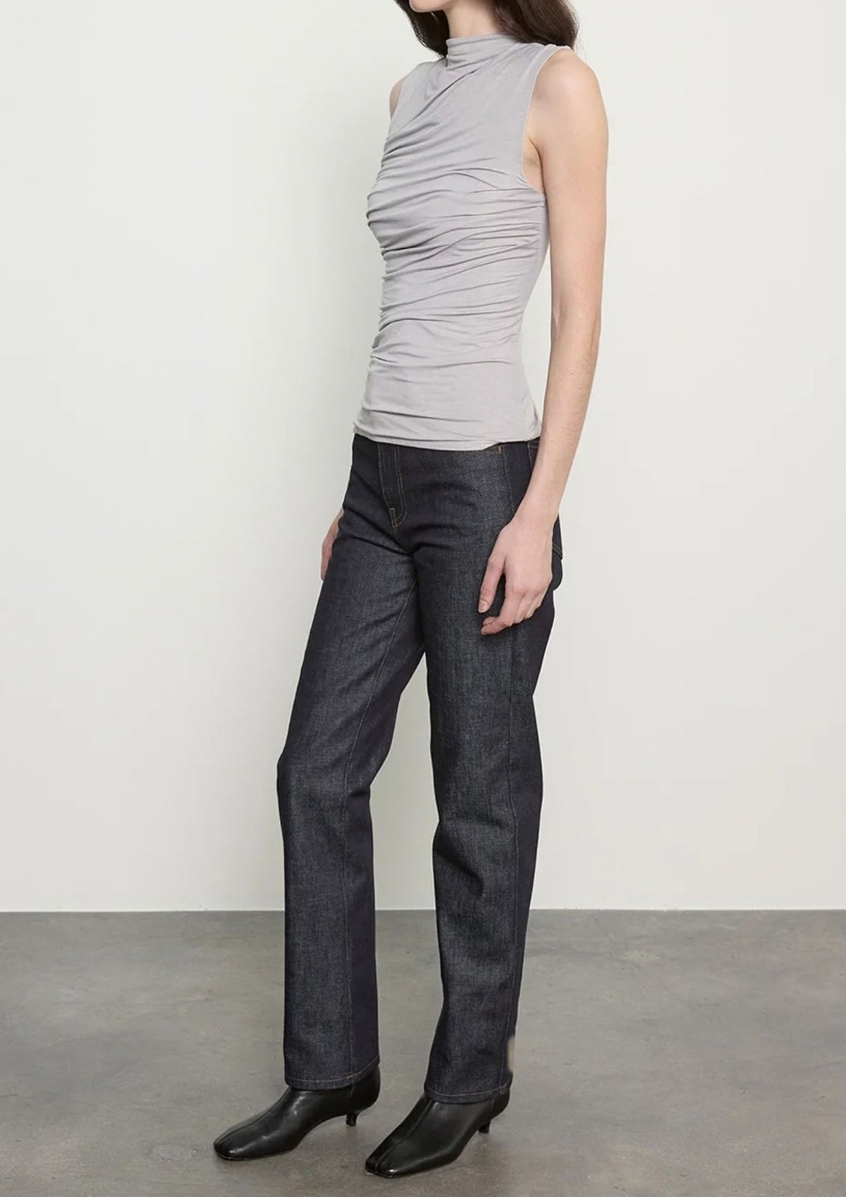 ENZA COSTA Fluid Jersey Sleeveless Twist Top - Light Grey