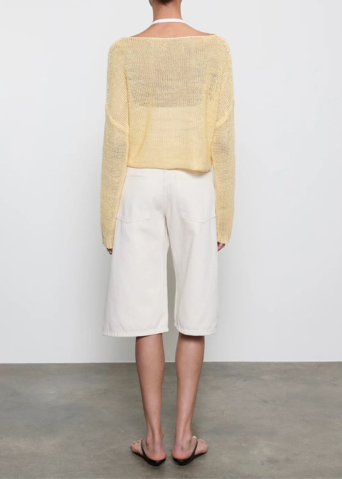 ENZA COSTA Linen Open Knit Bateau Sweater - Flan