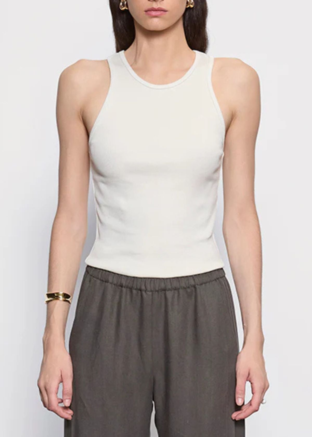 ENZA COSTA Cotton Rib Boy Tank Top - Pearl Grey