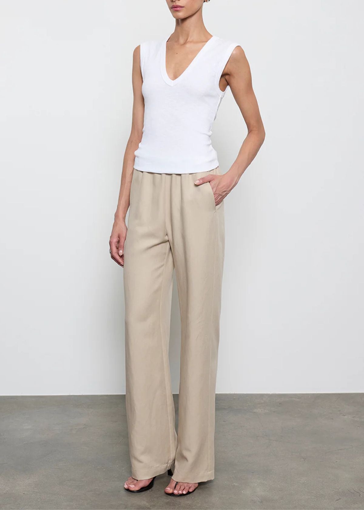 ENZA COSTA Textured Knit Tank Top - White
