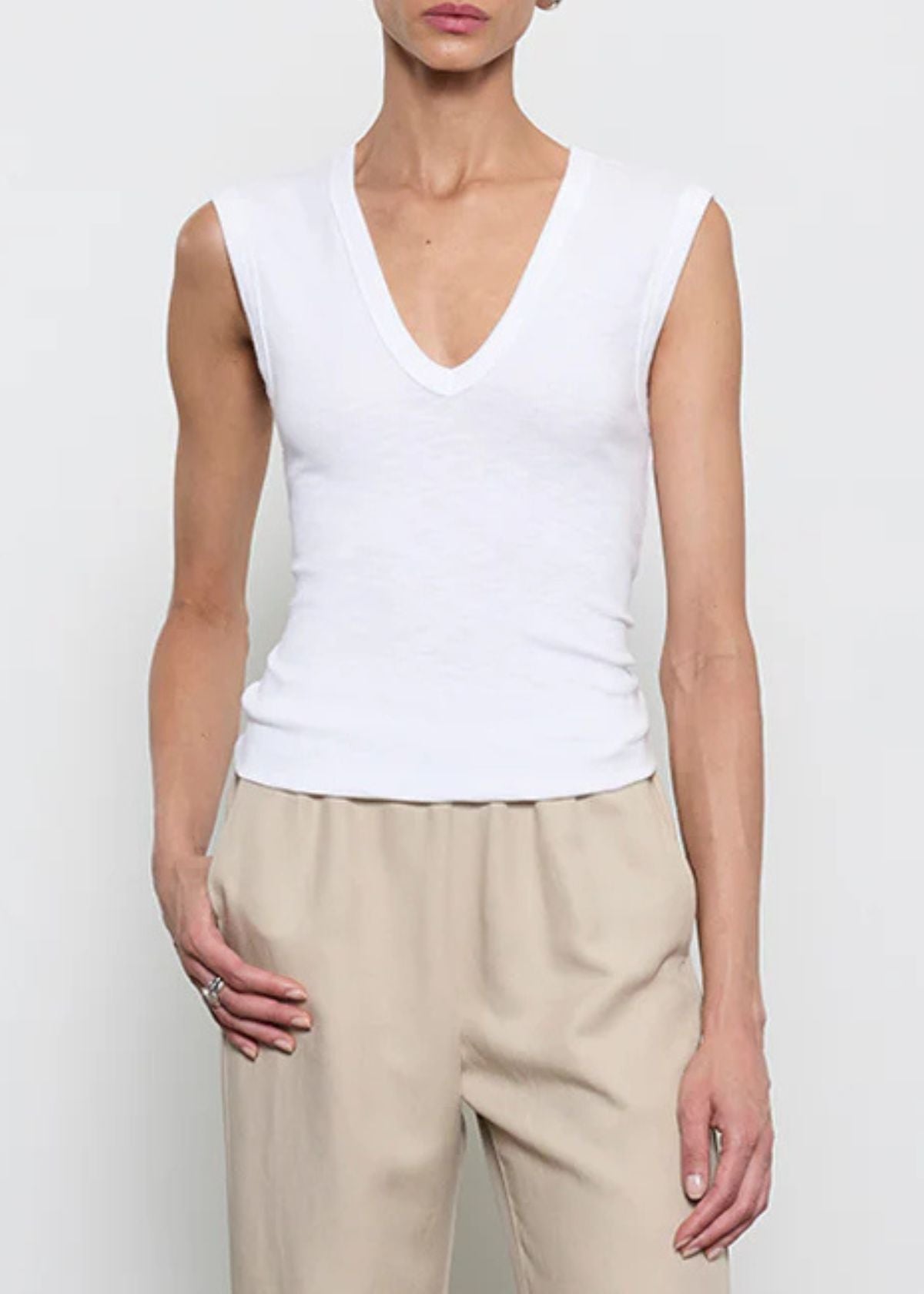 ENZA COSTA Textured Knit Tank Top - White