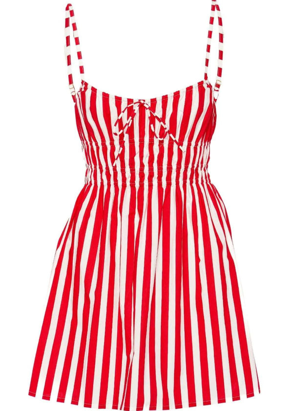FAITHFUL THE BRAND Alboa Mini Dress - Bayou Stripe Red