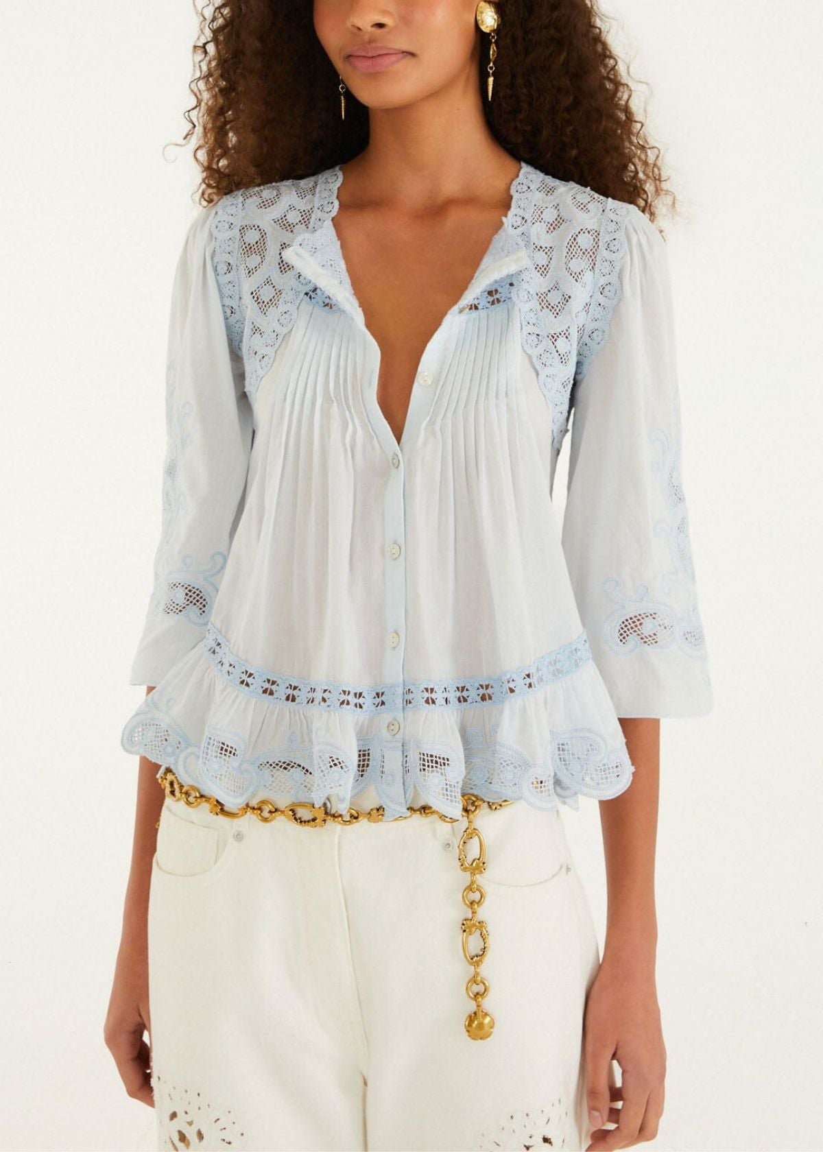 FARM RIO Richelieu Top - Light Blue