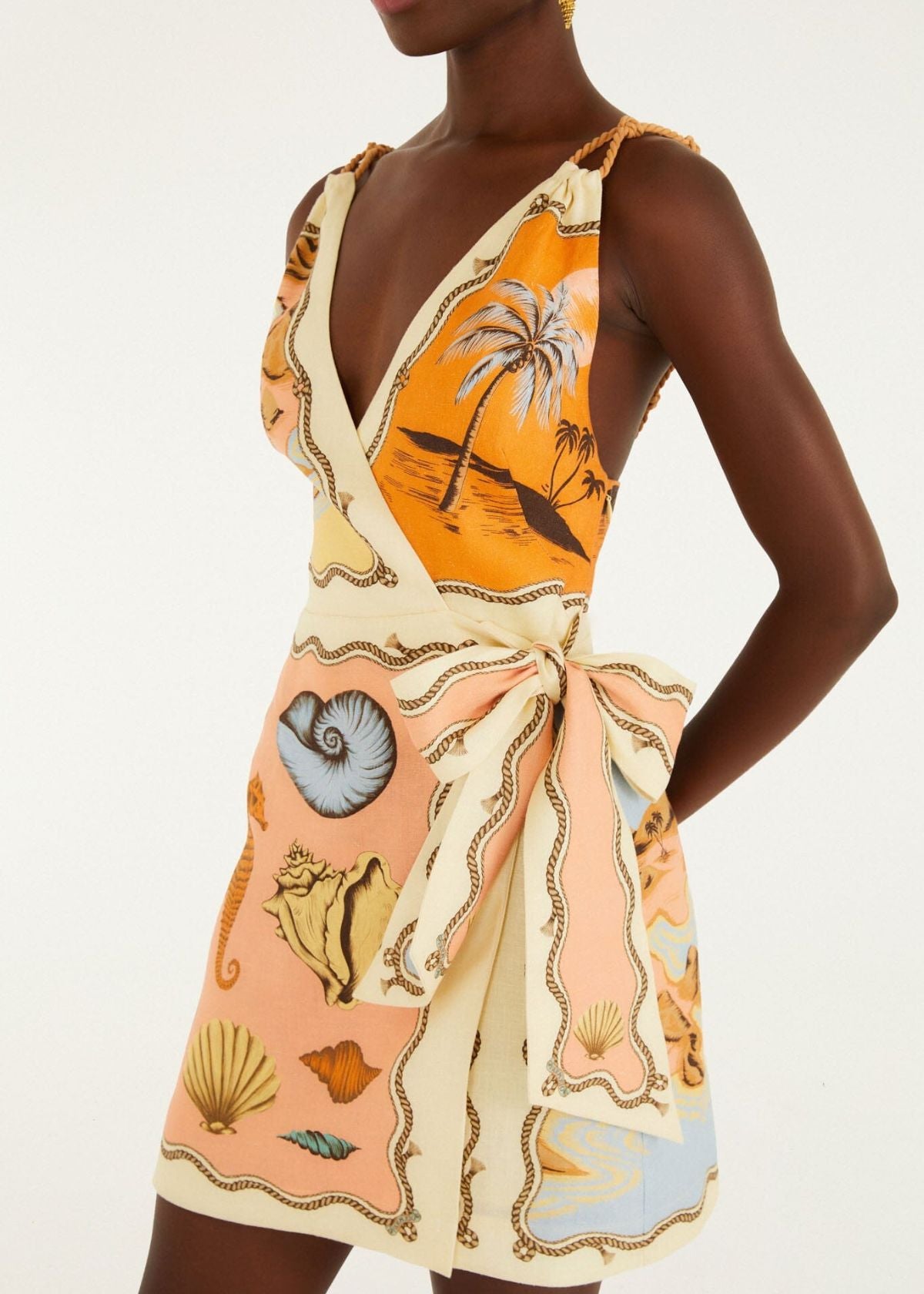 FARM RIO Multi Color Rio Souvenir Scarves Rope Strap Mini Dress