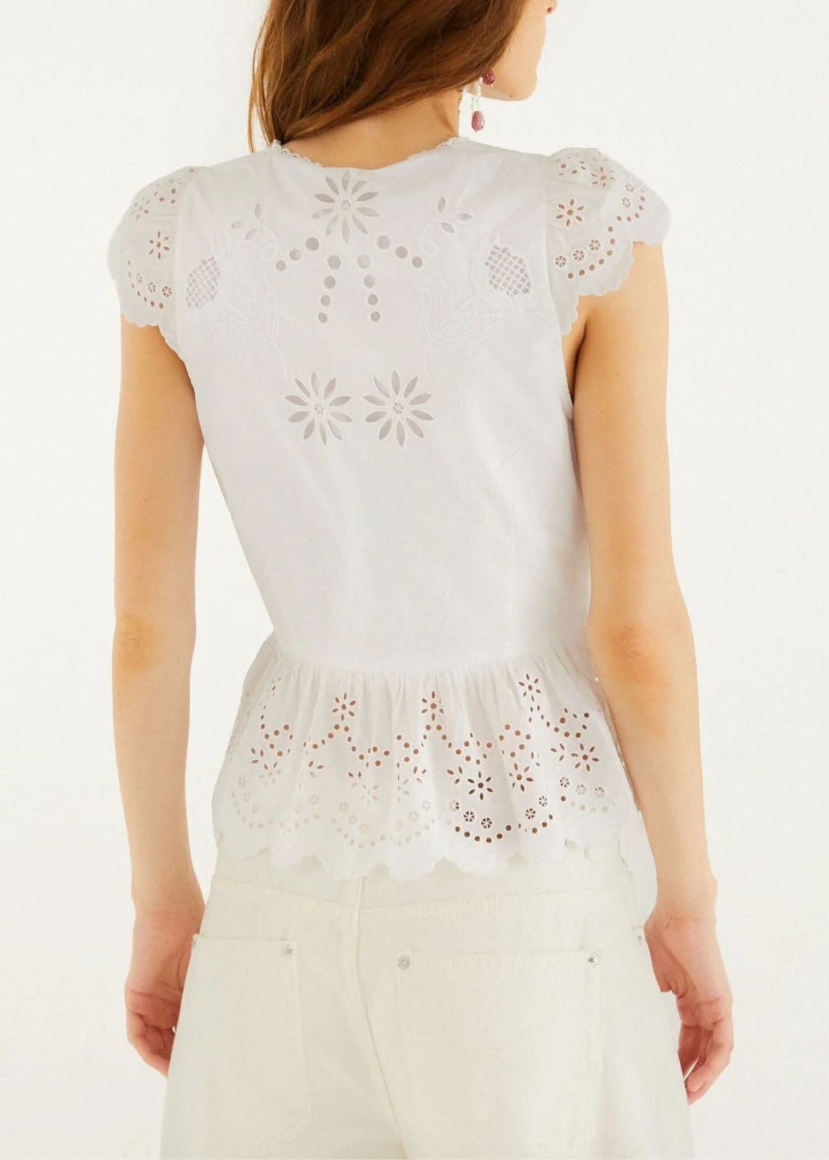 FARM RIO Embroidered Lace Top - Off White
