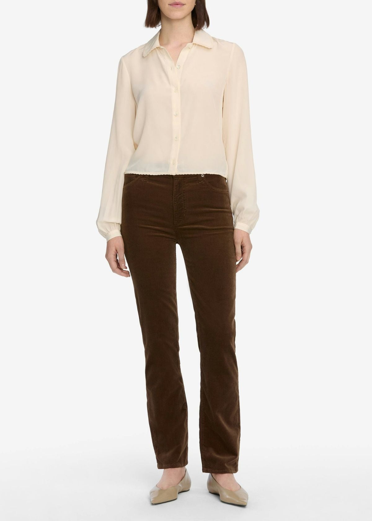 FRAME Le Sleek Straight Corduroy Jean - Bitter Chocolate