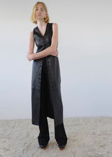 FRAME Leather Midi Vest Dress - Black
