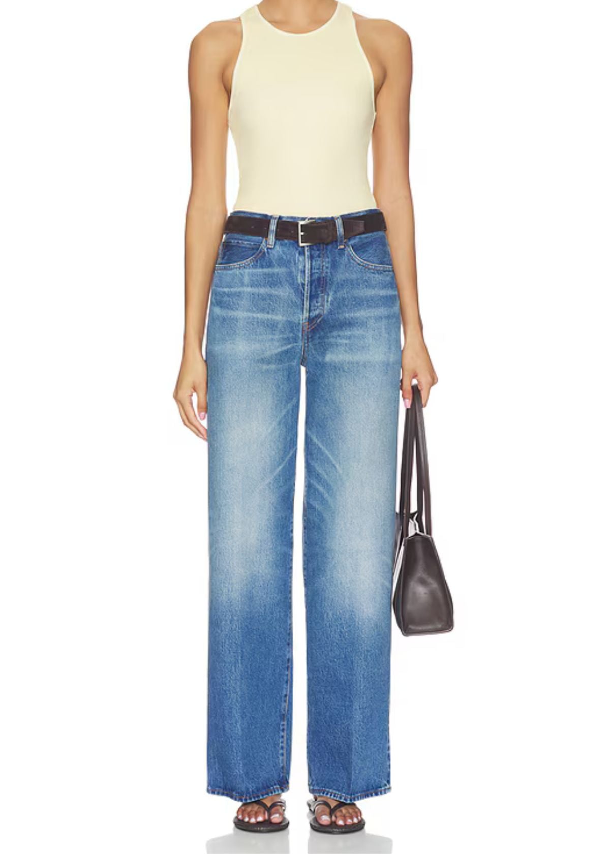 FRAME The Collegiate Wide Leg Jean - Fighter