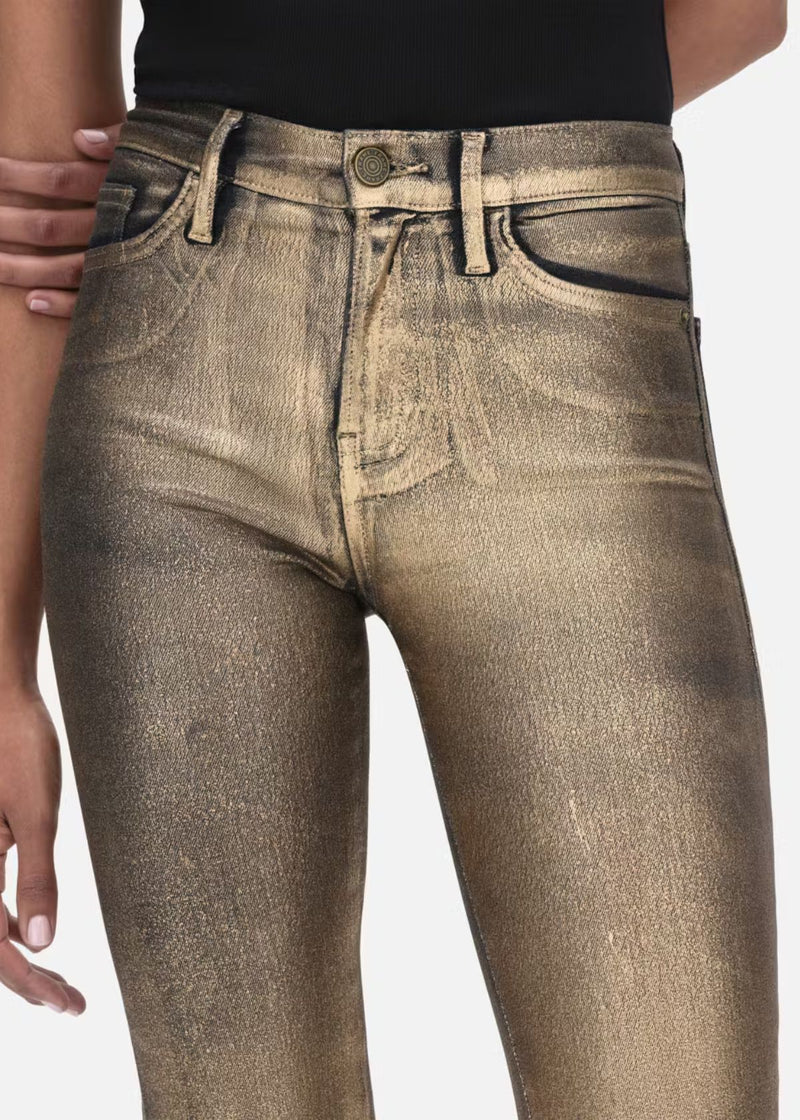 FRAME Le High Straight Jean - Gold Chrome