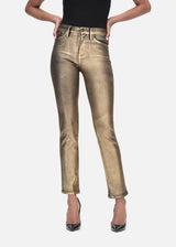 FRAME Le High Straight Jean - Gold Chrome