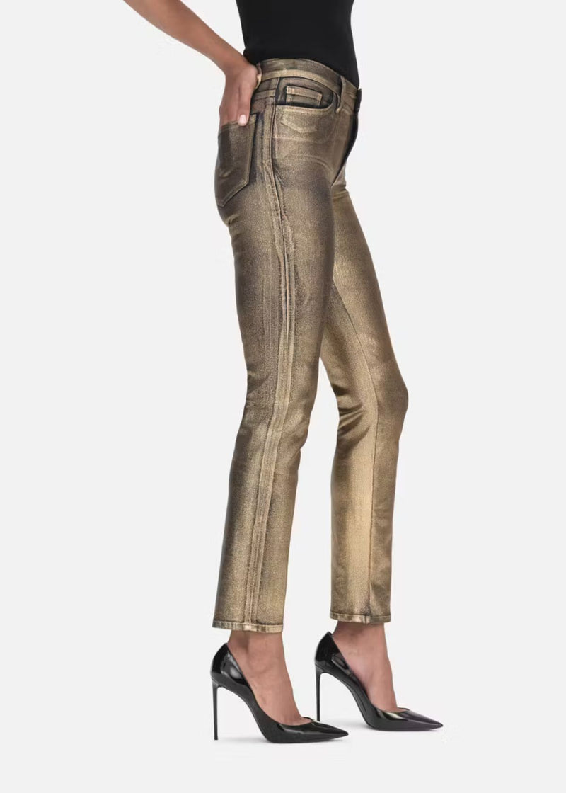 FRAME Le High Straight Jean - Gold Chrome