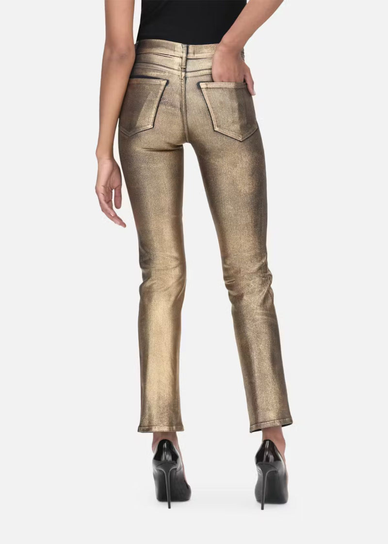 FRAME Le High Straight Jean - Gold Chrome