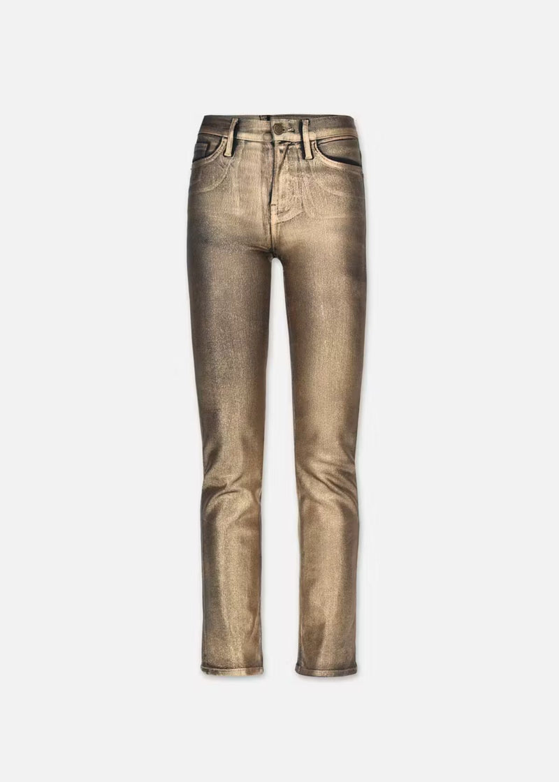 FRAME Le High Straight Jean - Gold Chrome