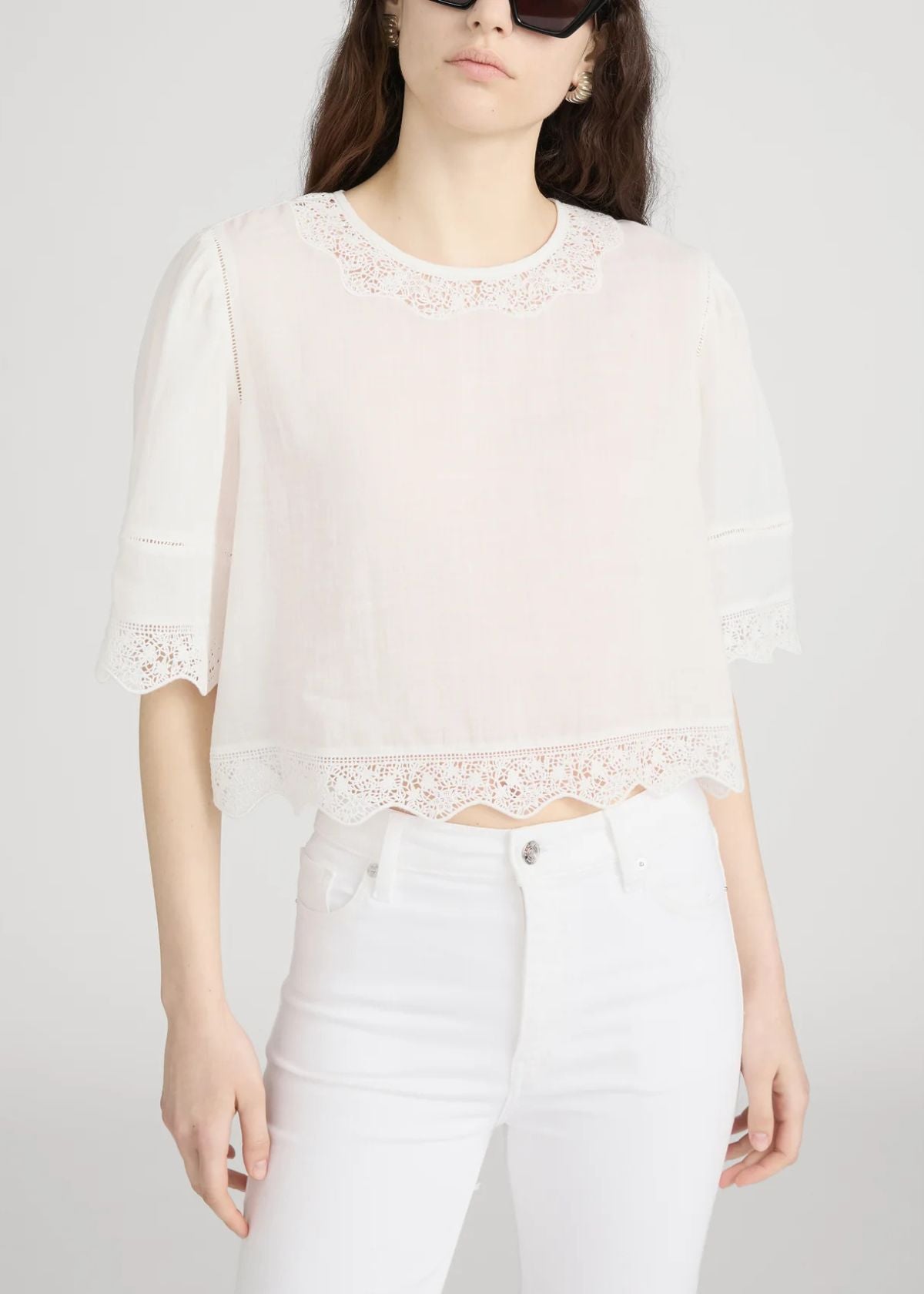 FRAME The Embroidered Top - White