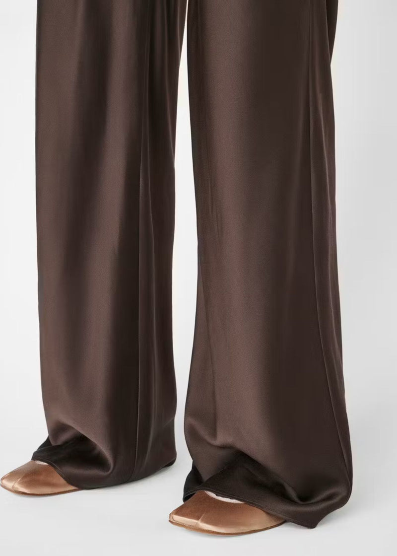 FRAME Wide Leg Pull On Pant - Espresso