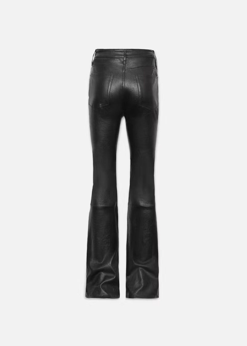 FRAME The Slim Stacked Leather Pant - Black