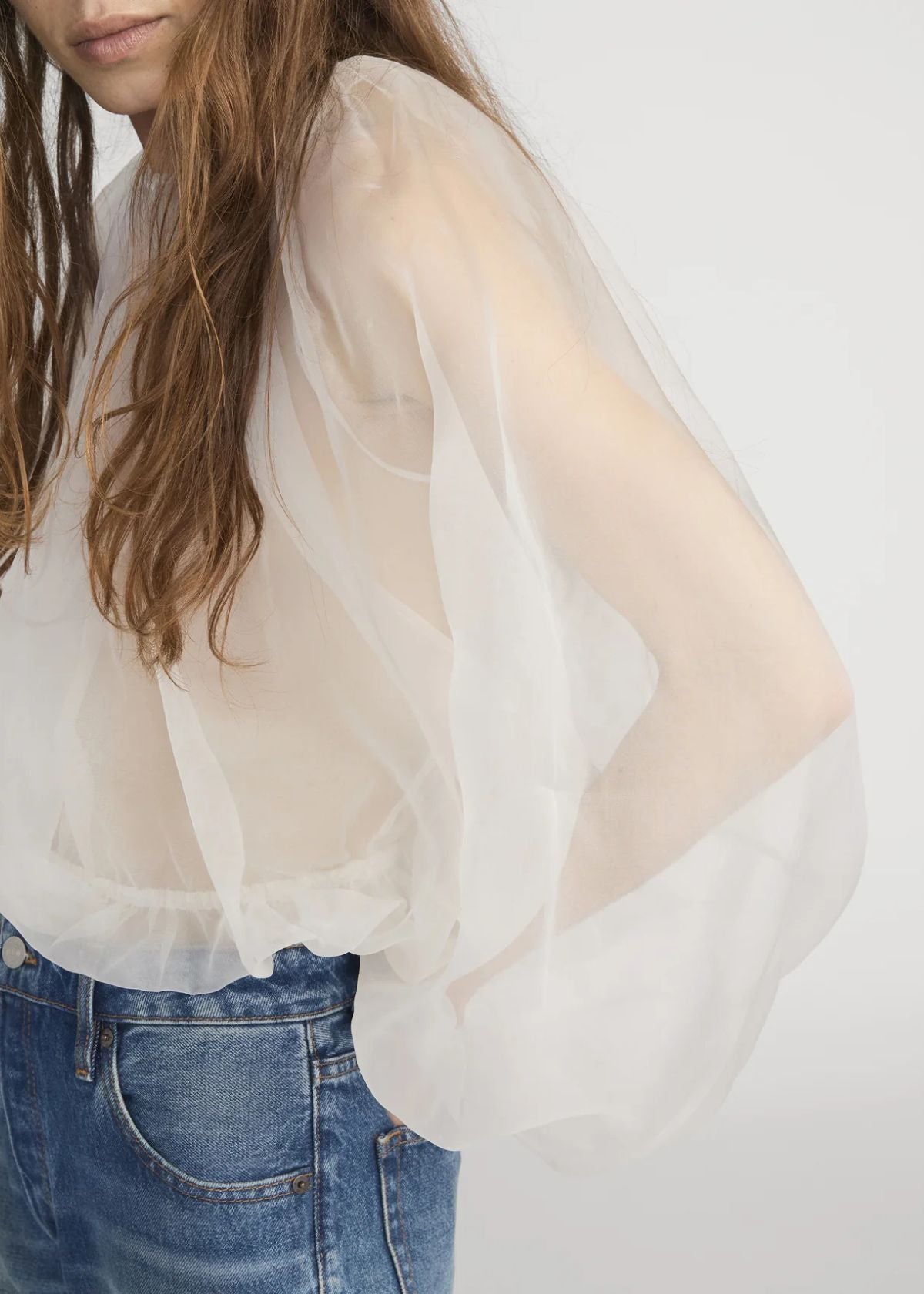 FRAME The Sheer Balloon Top - Cream