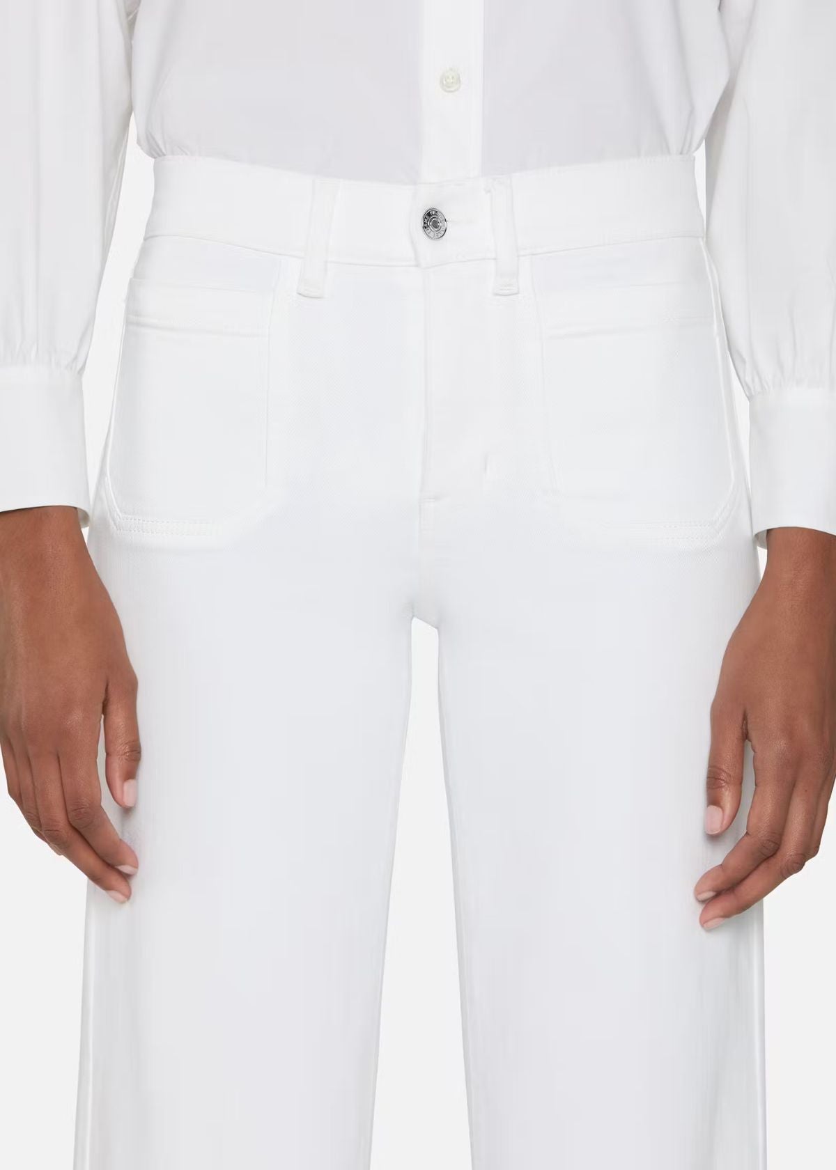 FRAME Le Slim Palazzo Modernist Pocket Jean - White