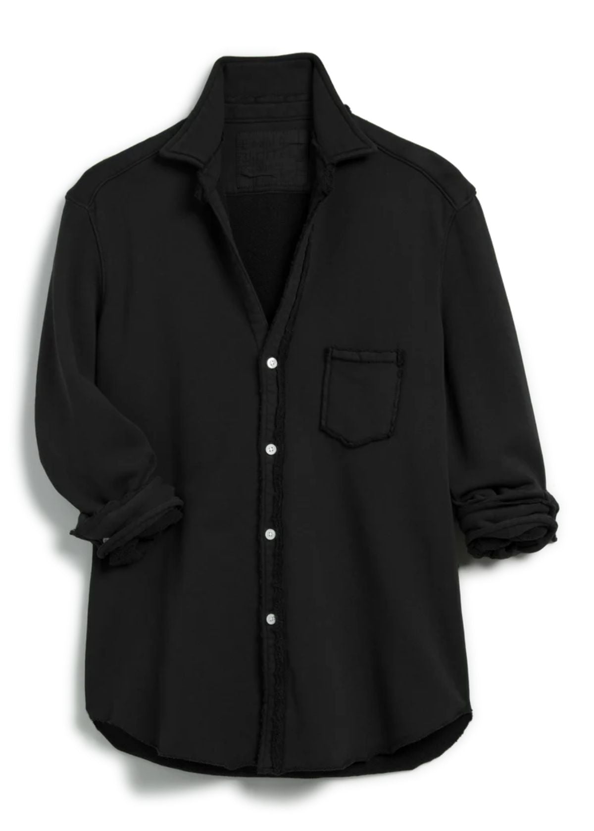 FRANK & EILEEN Eileen Relaxed Button Front Sweatshirt - Black
