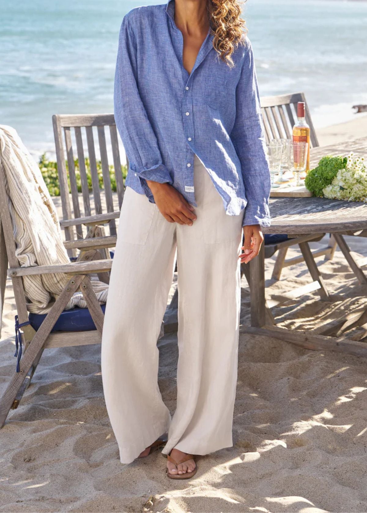 FRANK & EILEEN Eileen Relaxed Button Up Top - Navy Linen